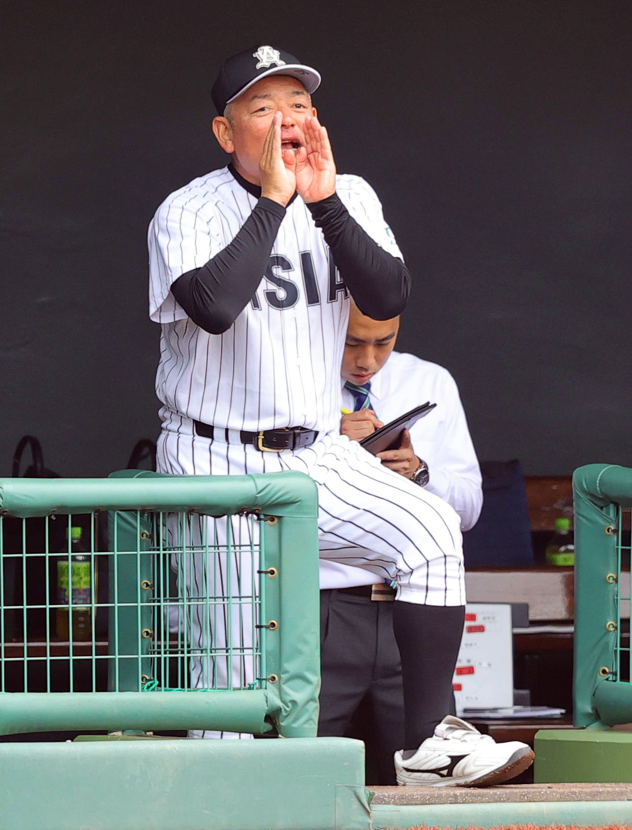 亜大対日大　選手に声を掛ける亜大・生田監督（撮影・野上伸悟）