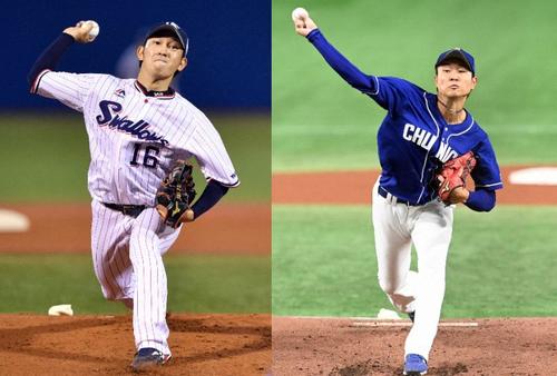 先発のヤクルト原樹里ー中日高橋宏斗