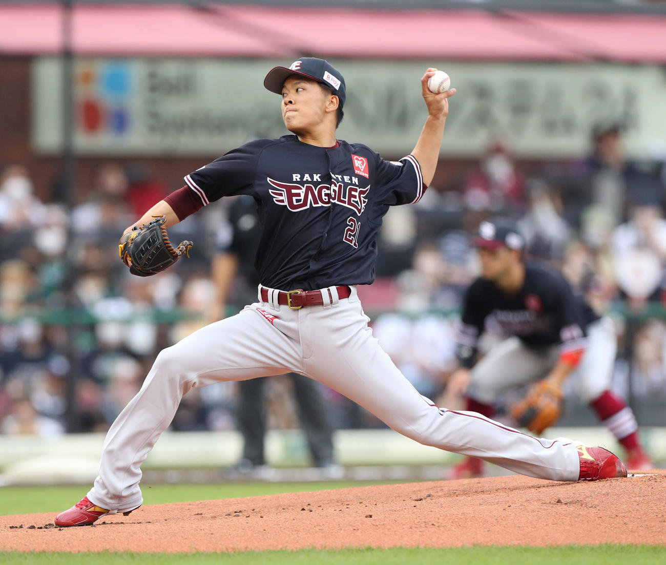 楽天対日本ハム　楽天先発の早川（撮影・佐藤翔太）