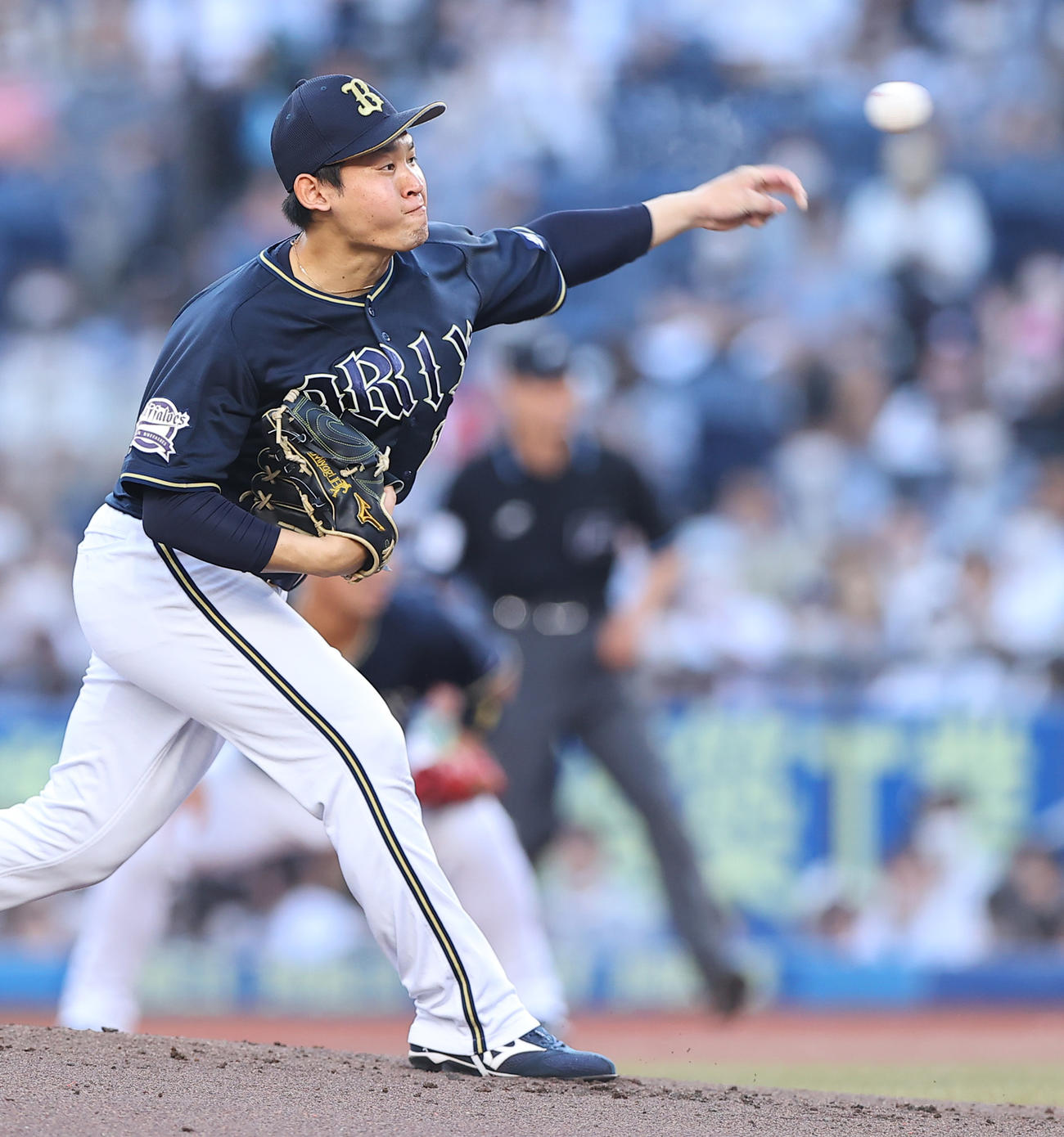 ロッテ対オリックス　力投するオリックス先発の宮城（撮影・垰建太）