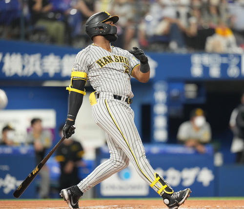 DeNA対阪神　8回表阪神2死満塁、中飛に倒れるロハス（撮影・鈴木みどり）