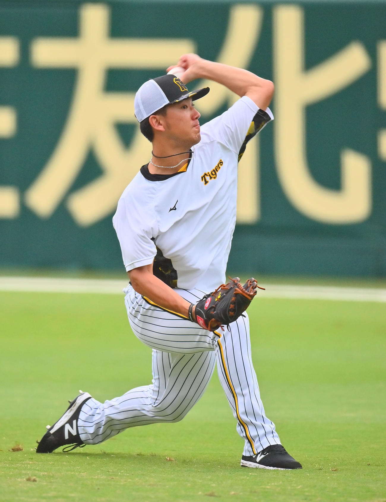 阪神対ヤクルト　試合前、キャッチボールする阪神伊藤将（撮影・和賀正仁）
