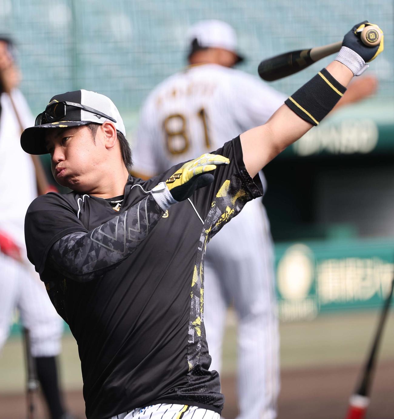 阪神対ヤクルト　打撃練習をする梅野（撮影・上田博志）