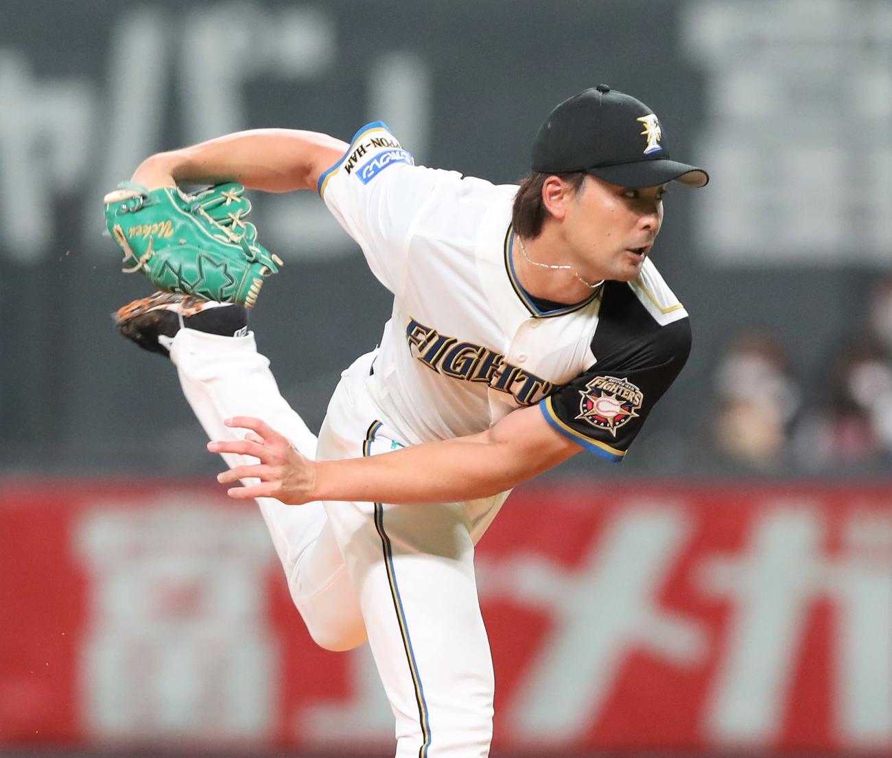 日本ハム対オリックス　日本ハム先発の上原（撮影・黒川智章）