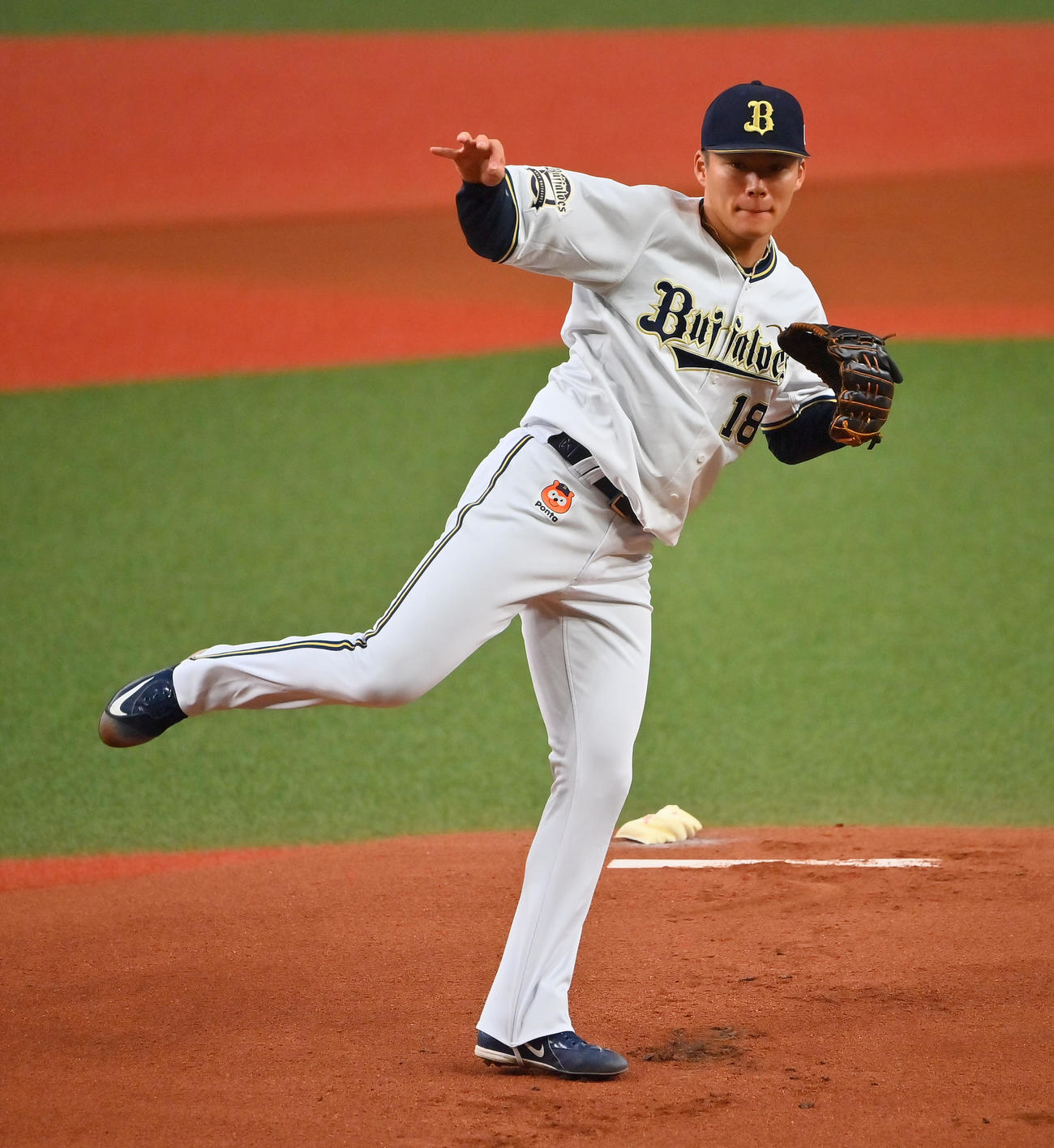 オリックス対ソフトバンク　オリックス先発の山本（撮影・和賀正仁）
