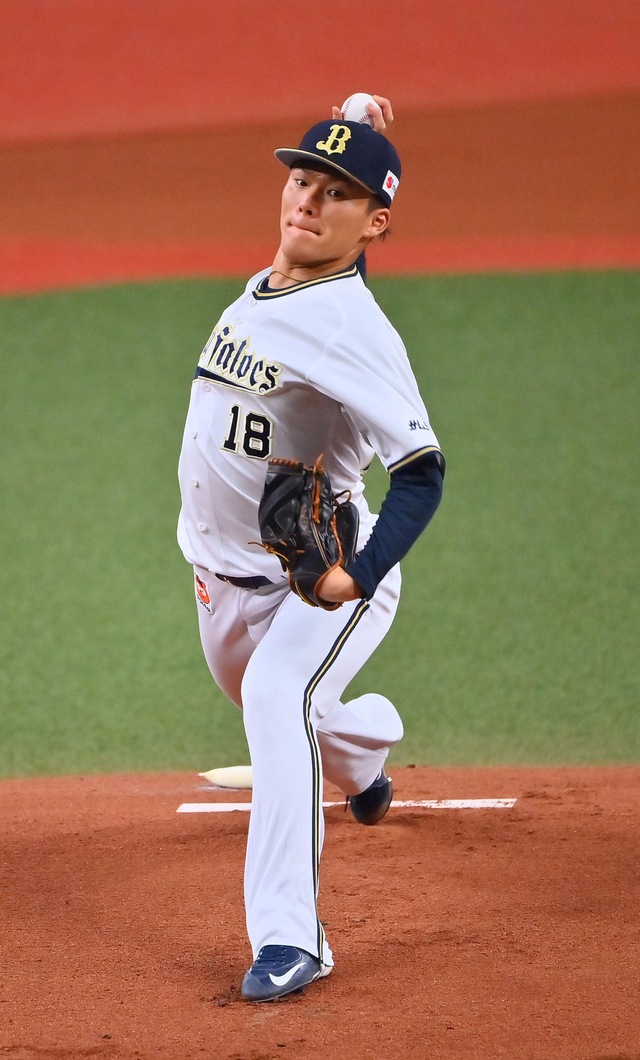 オリックス対ソフトバンク　オリックス先発の山本（撮影・和賀正仁）