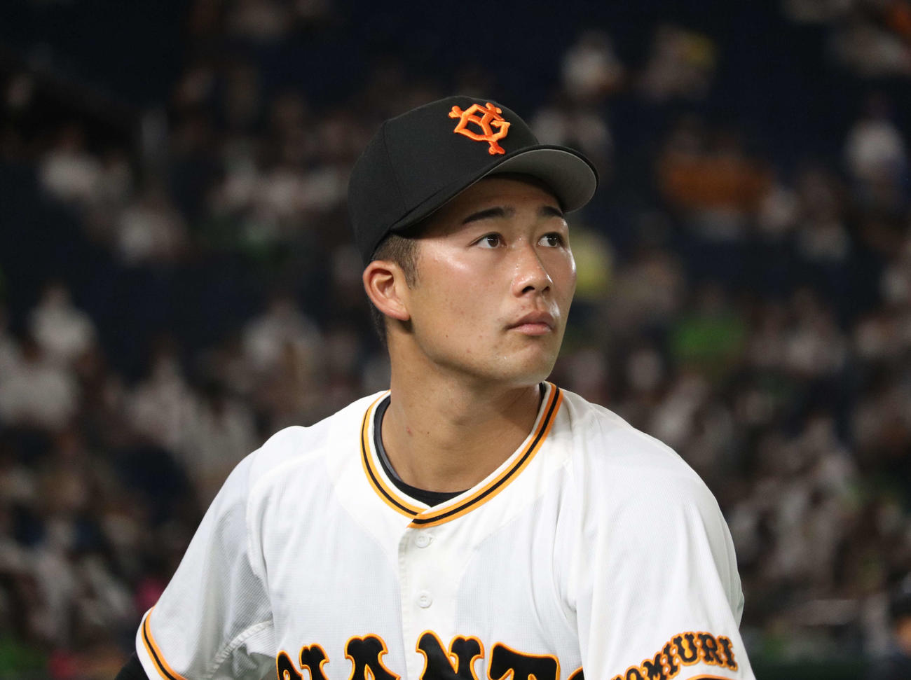 イースタン・リーグ巨人対ヤクルト　公式戦初先発した高卒ルーキーの巨人代木（撮影・小早川宗一郎）