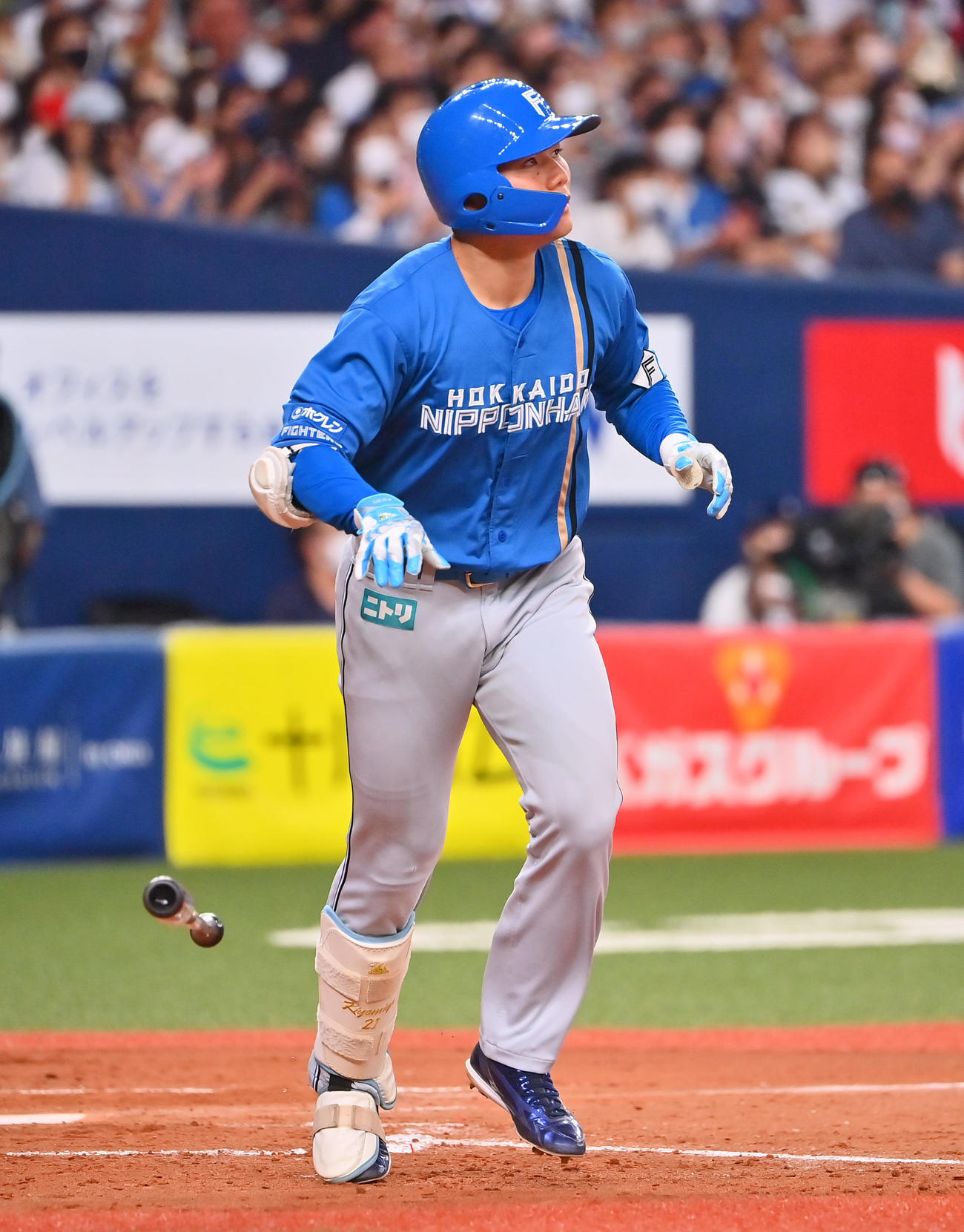 オリックス対日本ハム　5回表日本ハム2死一、二塁、右越え3点本塁打を放つ清宮（撮影・和賀正仁）