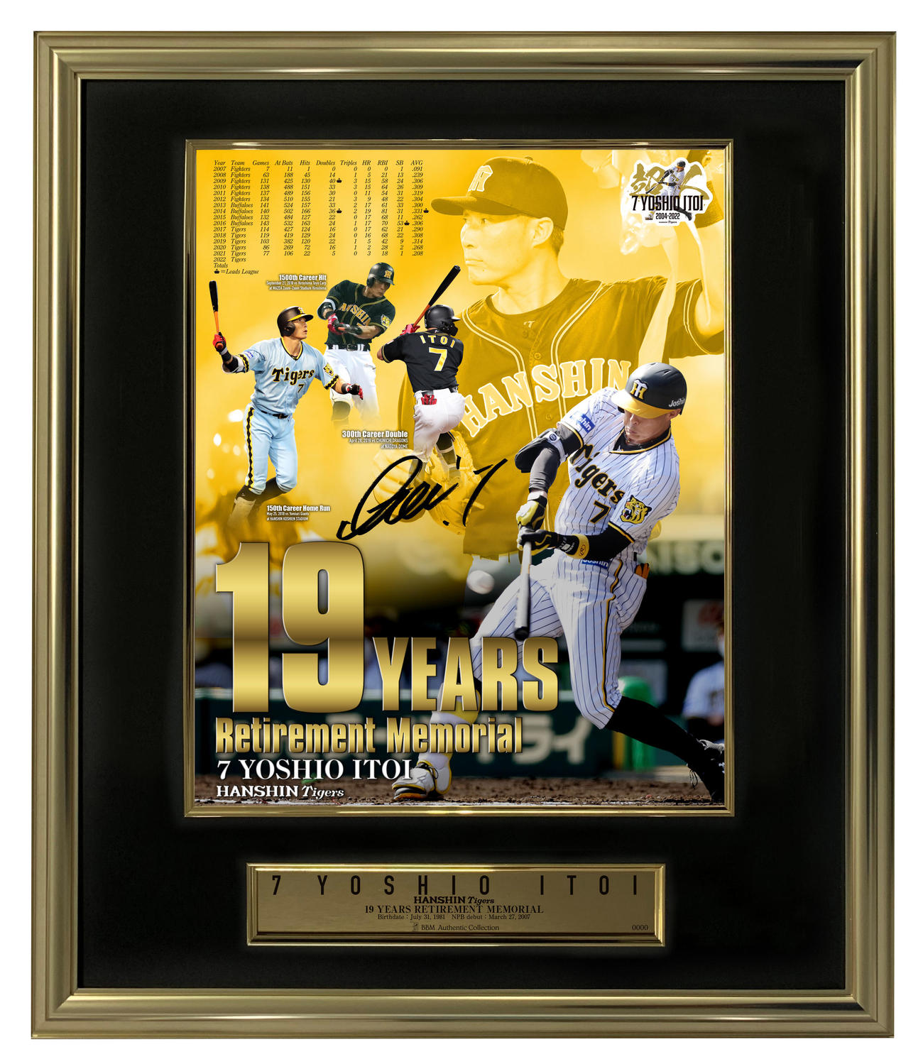 阪神糸井の引退記念グッズ。サイン入りフォトパネル※イメージ（球団提供）