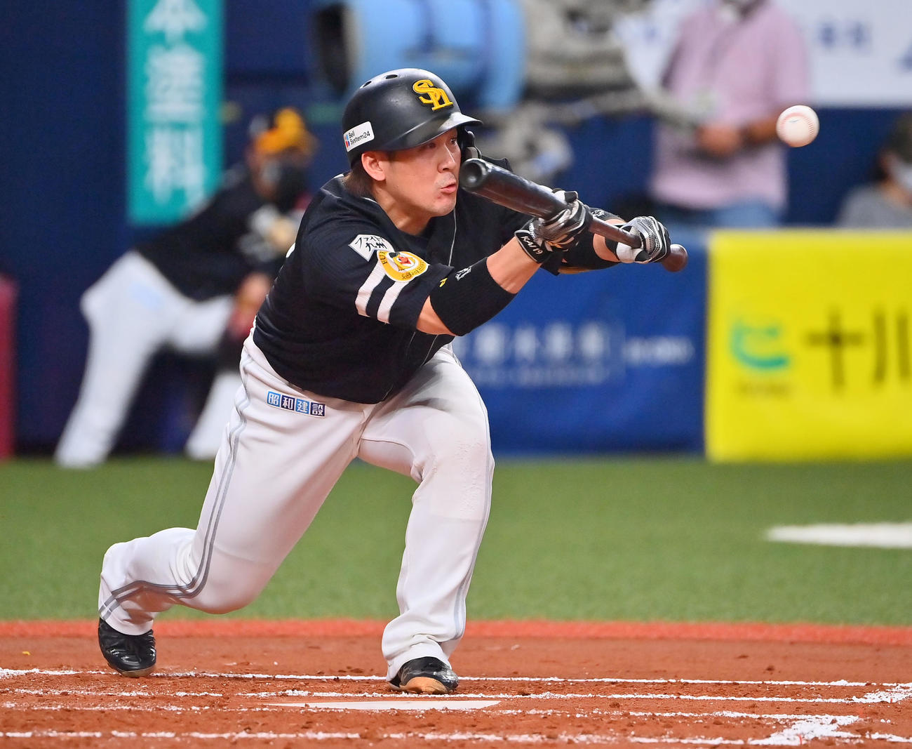 オリックス対ソフトバンク　3回表ソフトバンク無死一塁、甲斐のバントは投ゴロ併殺となる（撮影・和賀正仁）