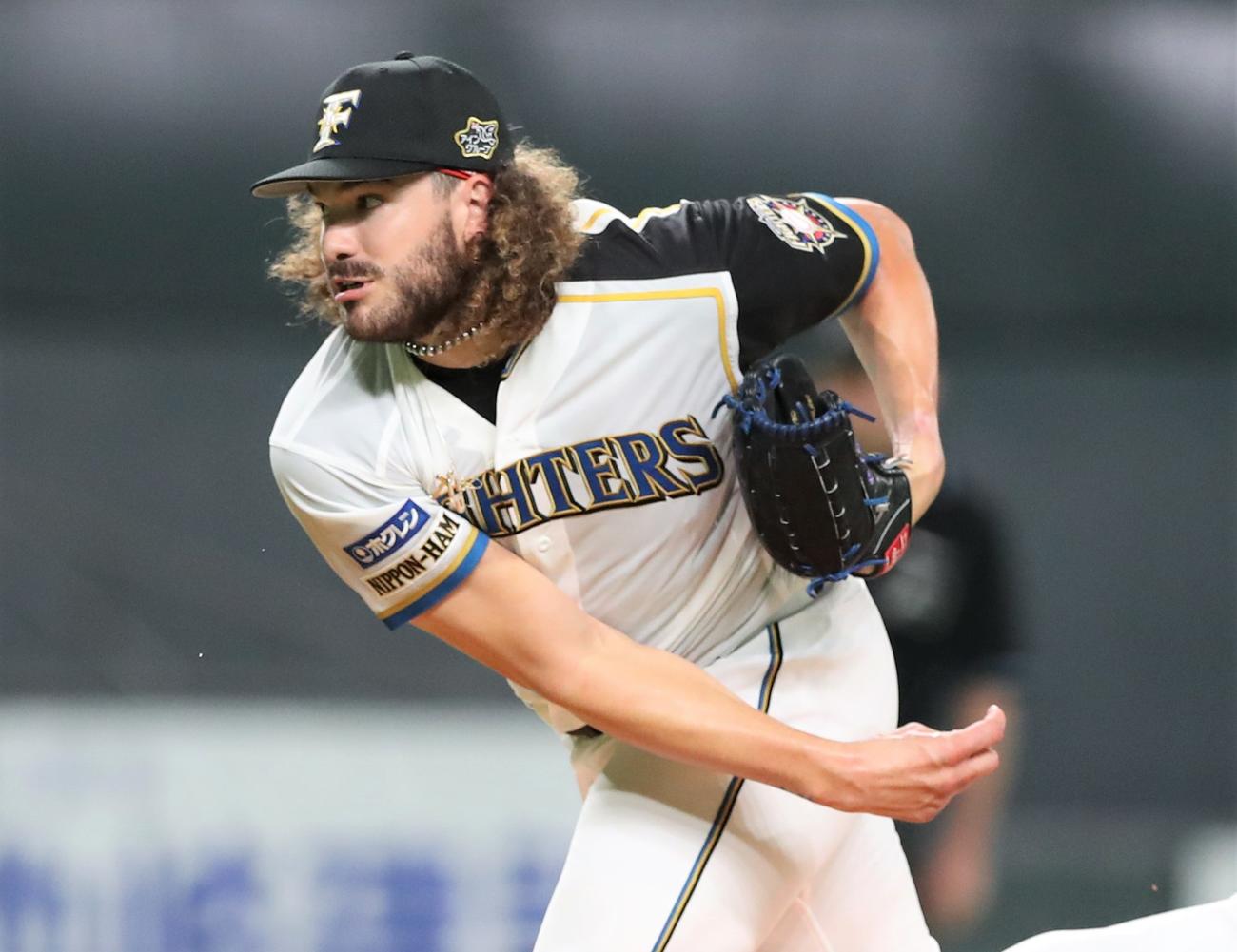 日本ハム対ロッテ　日本ハム先発のポンセ（撮影・黒川智章）