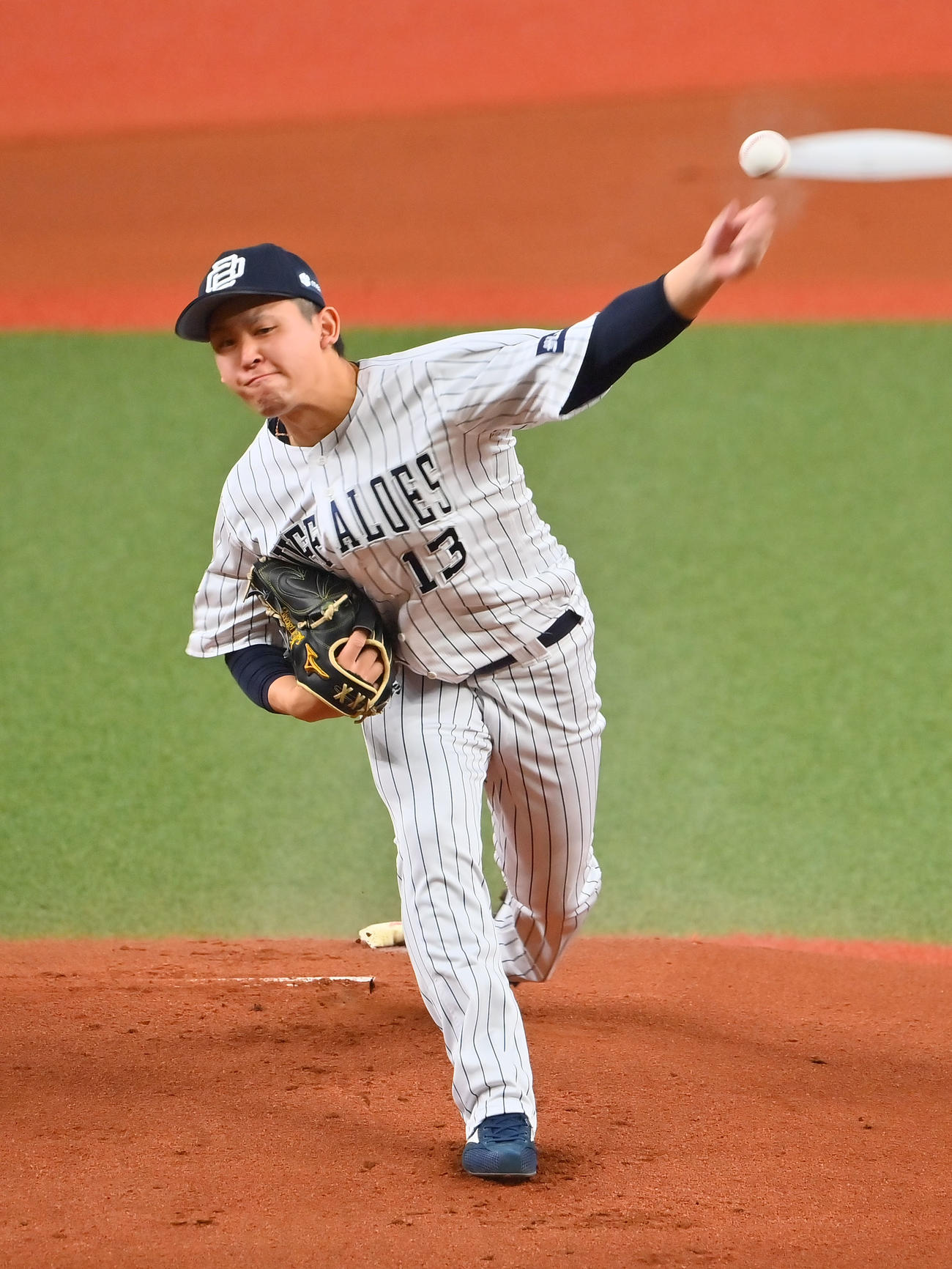 オリックス対ソフトバンク　11勝目を挙げたオリックス先発の宮城（撮影・和賀正仁）