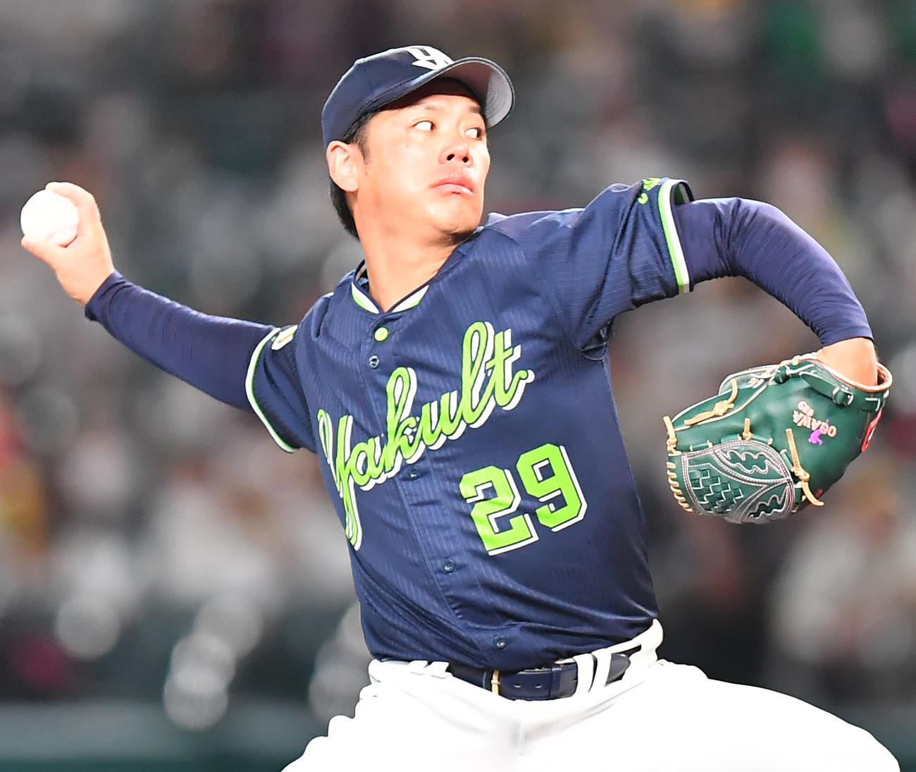 阪神対ヤクルト　8勝目を挙げたヤクルト先発の小川（撮影・清水貴仁）