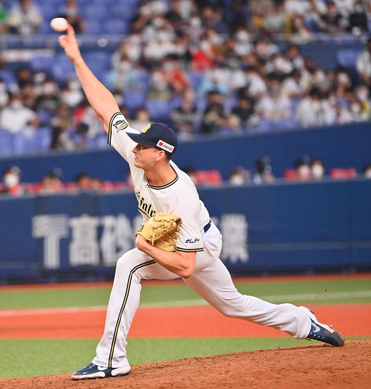 オリックス対ソフトバンク　9回に登板するオリックスのワゲスパック（撮影・和賀正仁）