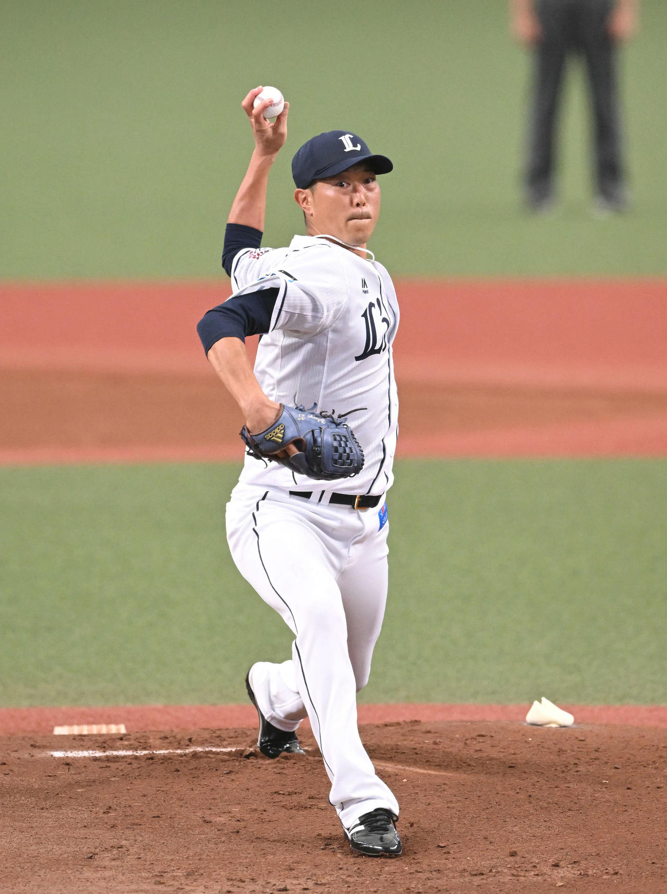 西武対楽天　1回表楽天無死、引退試合で初球を投じる西武先発の内海（撮影・滝沢徹郎）