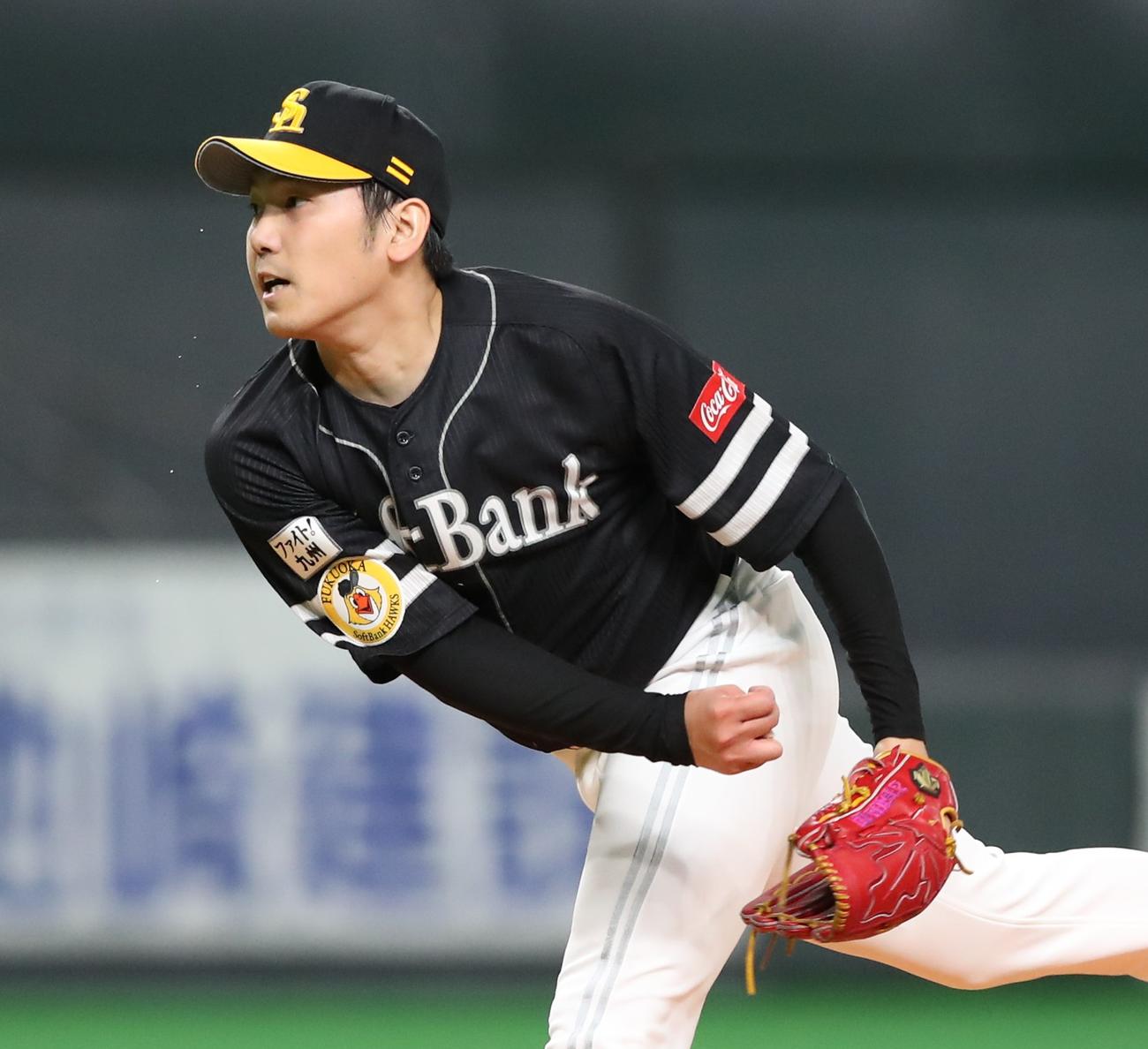 日本ハム対ソフトバンク　ソフトバンク先発の石川（撮影・黒川智章）