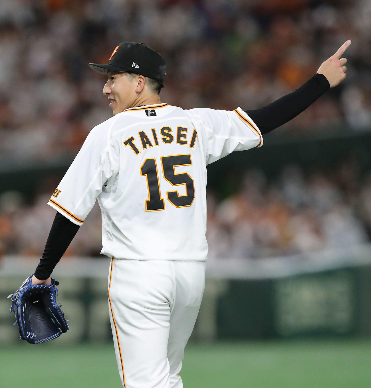 巨人対ヤクルト　9回表ヤクルト無死、川端慎吾を二ゴロに抑える大勢（撮影・河田真司）