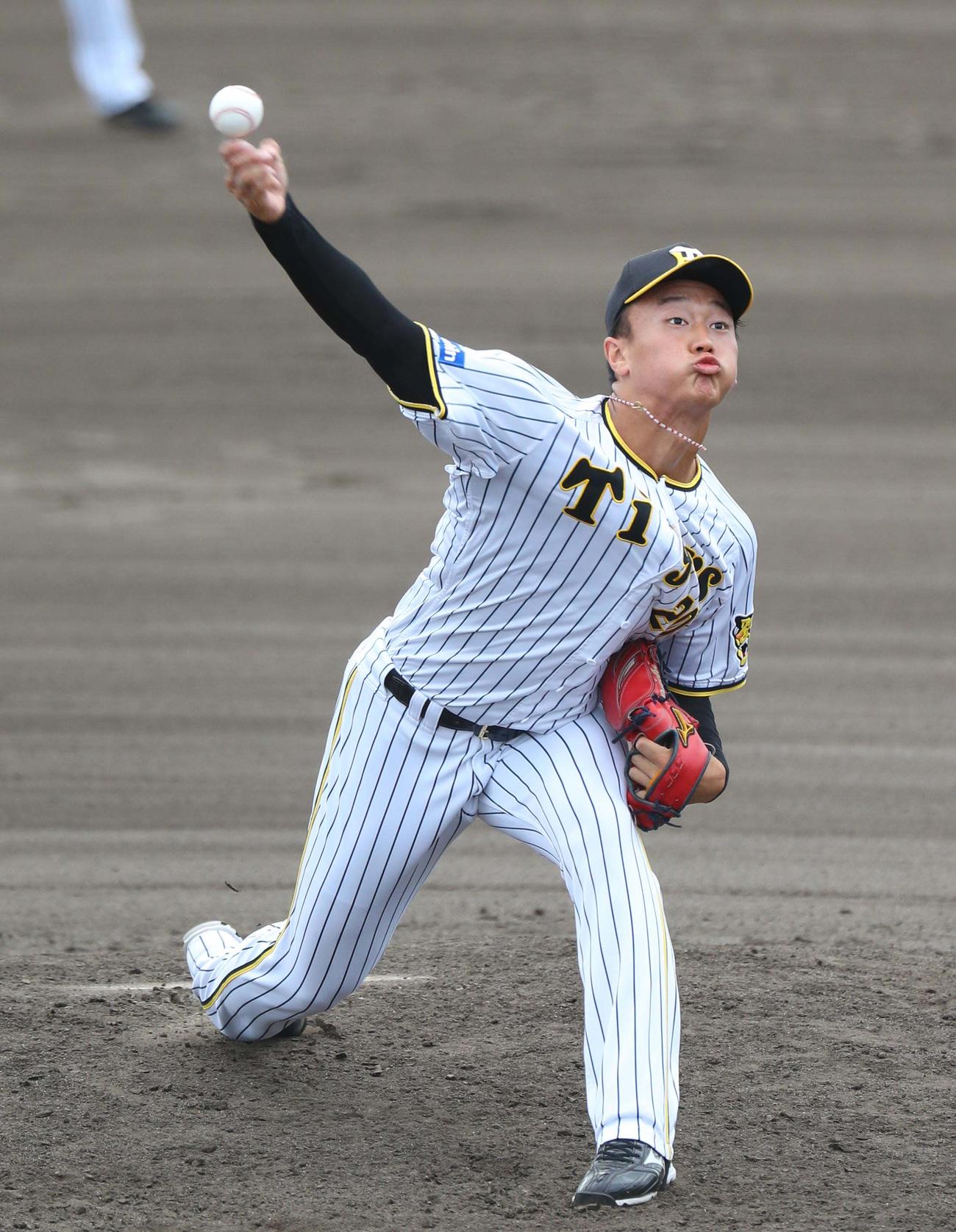 阪神対オリックス　阪神2番手で登板する森木（撮影・上田博志）