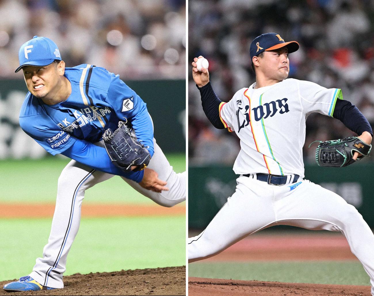 日本ハム池田隆英（左）と西武松本航