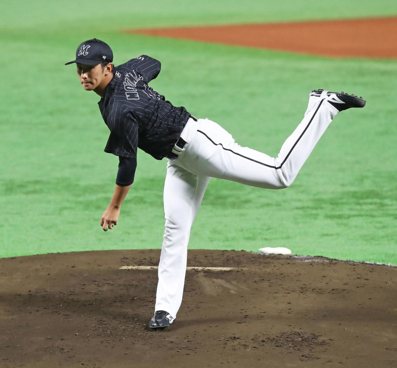 ソフトバンク対ロッテ　ロッテ先発の本前（撮影・屋方直哉）