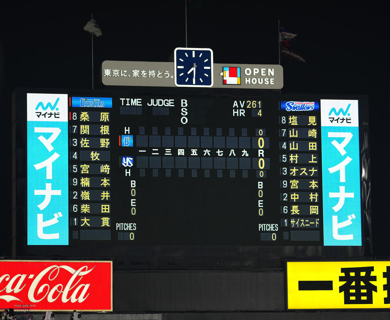 ヤクルト対DeNA　午後7時半に試合開始となる（撮影・江口和貴）