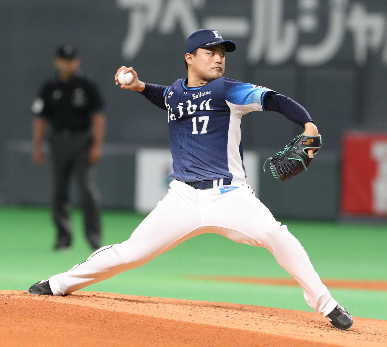 日本ハム対西武　西武先発の松本（撮影・佐藤翔太）