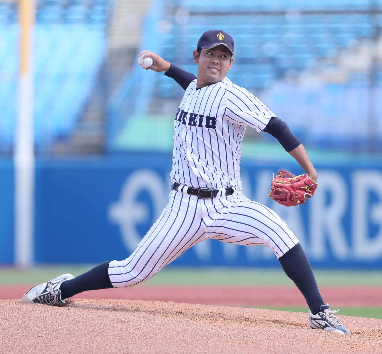 立大対慶大　立大先発の池田（撮影・足立雅史）