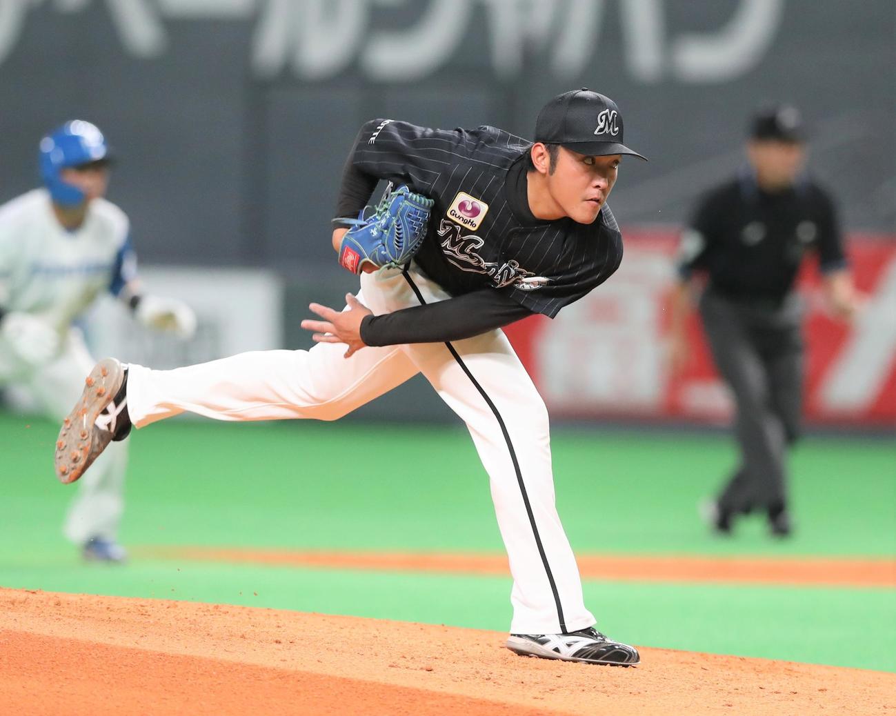 日本ハム対ロッテ　ロッテ先発の佐藤奨（撮影・黒川智章）
