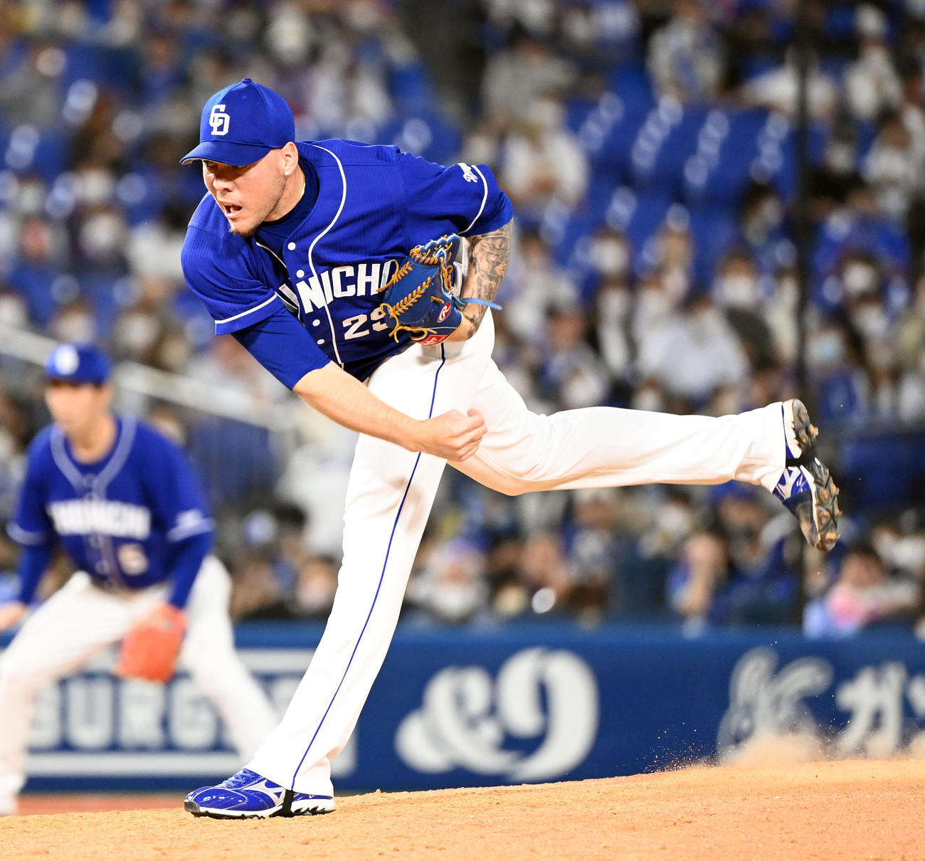 DeNA対中日　7回からマウンドに上がった中日Y・ロドリゲス（撮影・たえ見朱実）