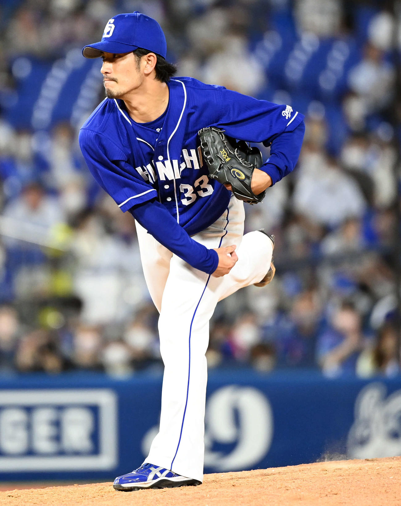 DeNA対中日　6回からマウンドに上がった中日祖父江（撮影・たえ見朱実）