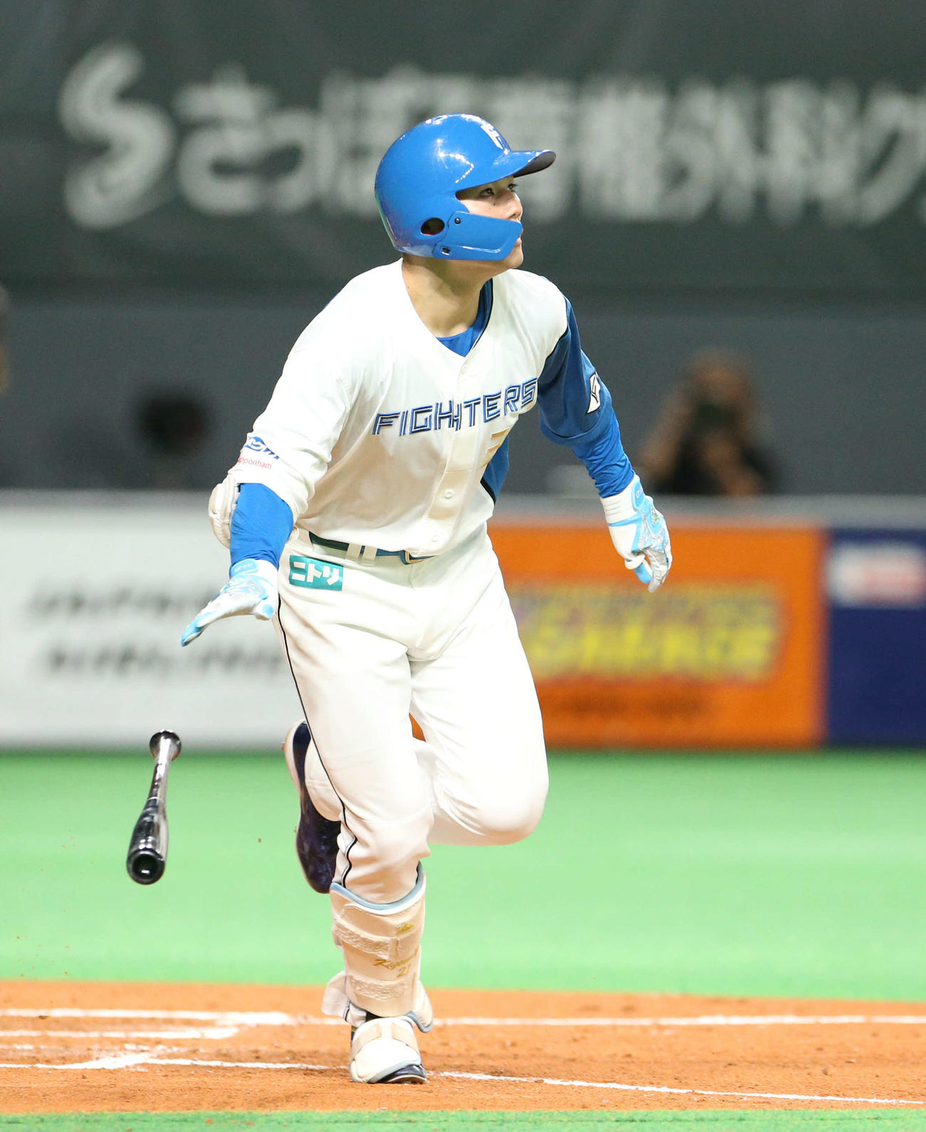 日本ハム対ロッテ　2回裏日本ハム2死満塁、清宮は右越え満塁本塁打を放つ（撮影・佐藤翔太）