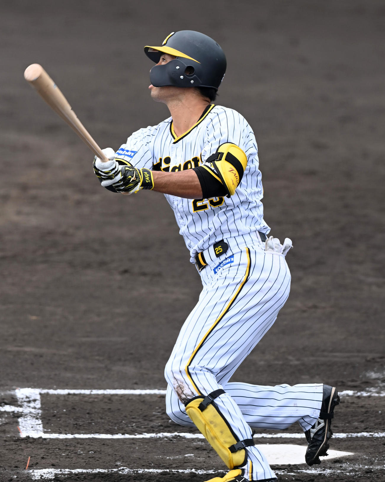 阪神対ソフトバンク　1回裏阪神無死、江越大賀は左中間に先頭打者本塁打を放つ（撮影・前岡正明）