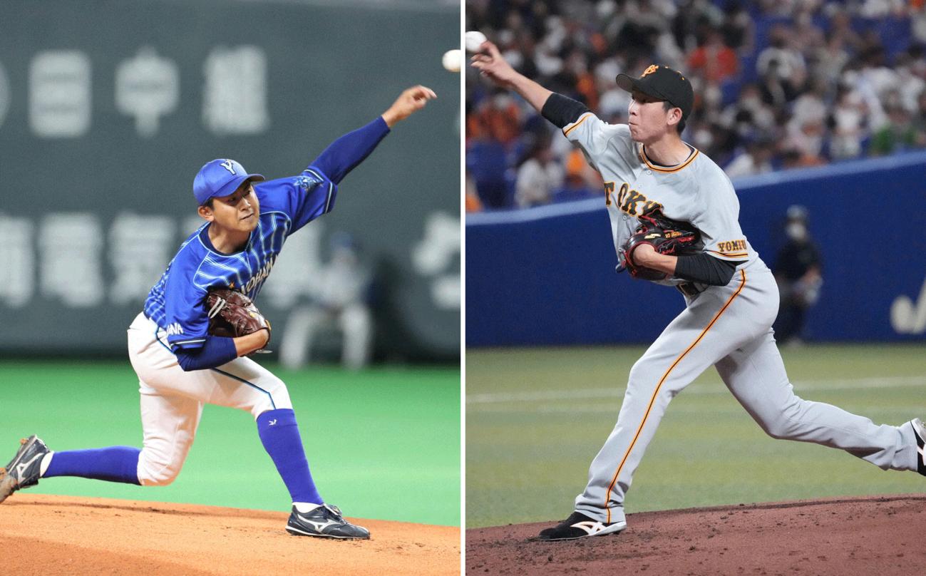DeNA今永昇太（左）と巨人戸郷翔征