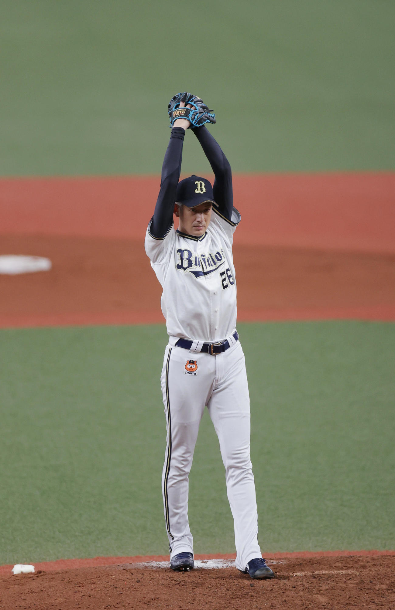 オリックス対ロッテ　8回表、オリックス2番手で登板する能見（撮影・前田充）