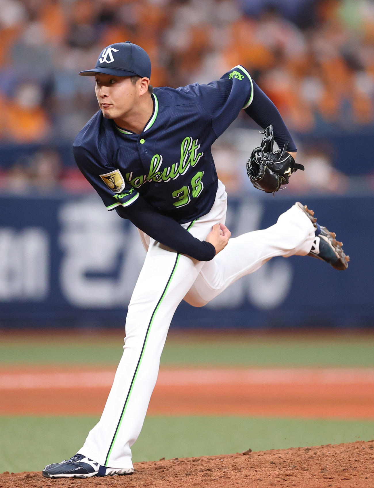 ヤクルト梅野雄吾（2022年8月31日撮影）