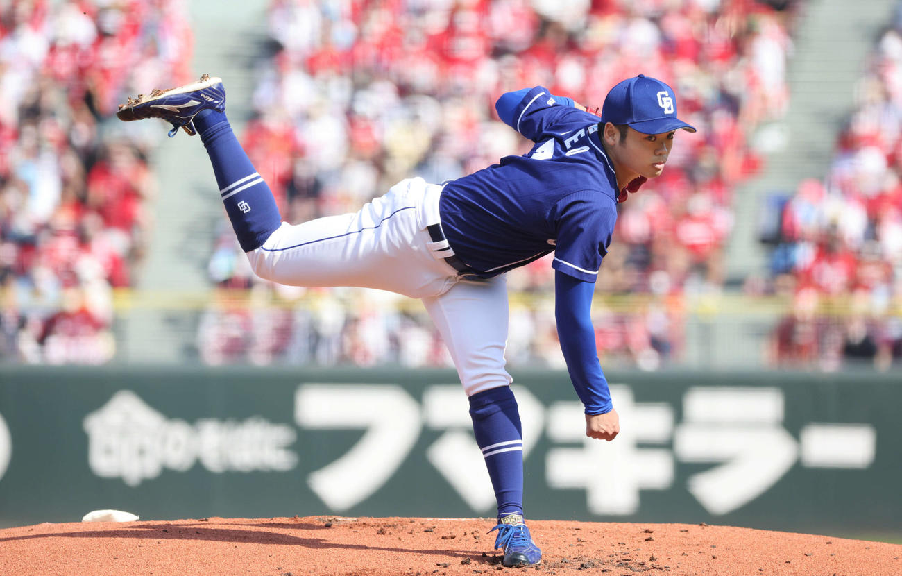 広島対中日　中日先発の根尾（撮影・加藤孝規）