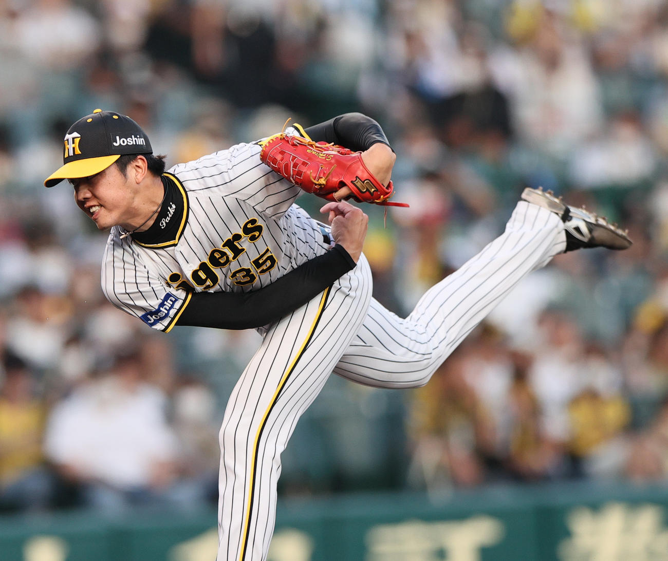 阪神対ヤクルト　10回に登板の阪神才木（撮影・上山淳一）