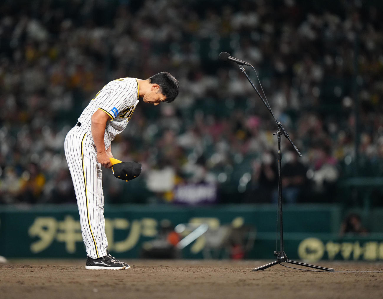 阪神対ヤクルト　試合後、あいさつを終え、一礼する阪神矢野監督（撮影・江口和貴）