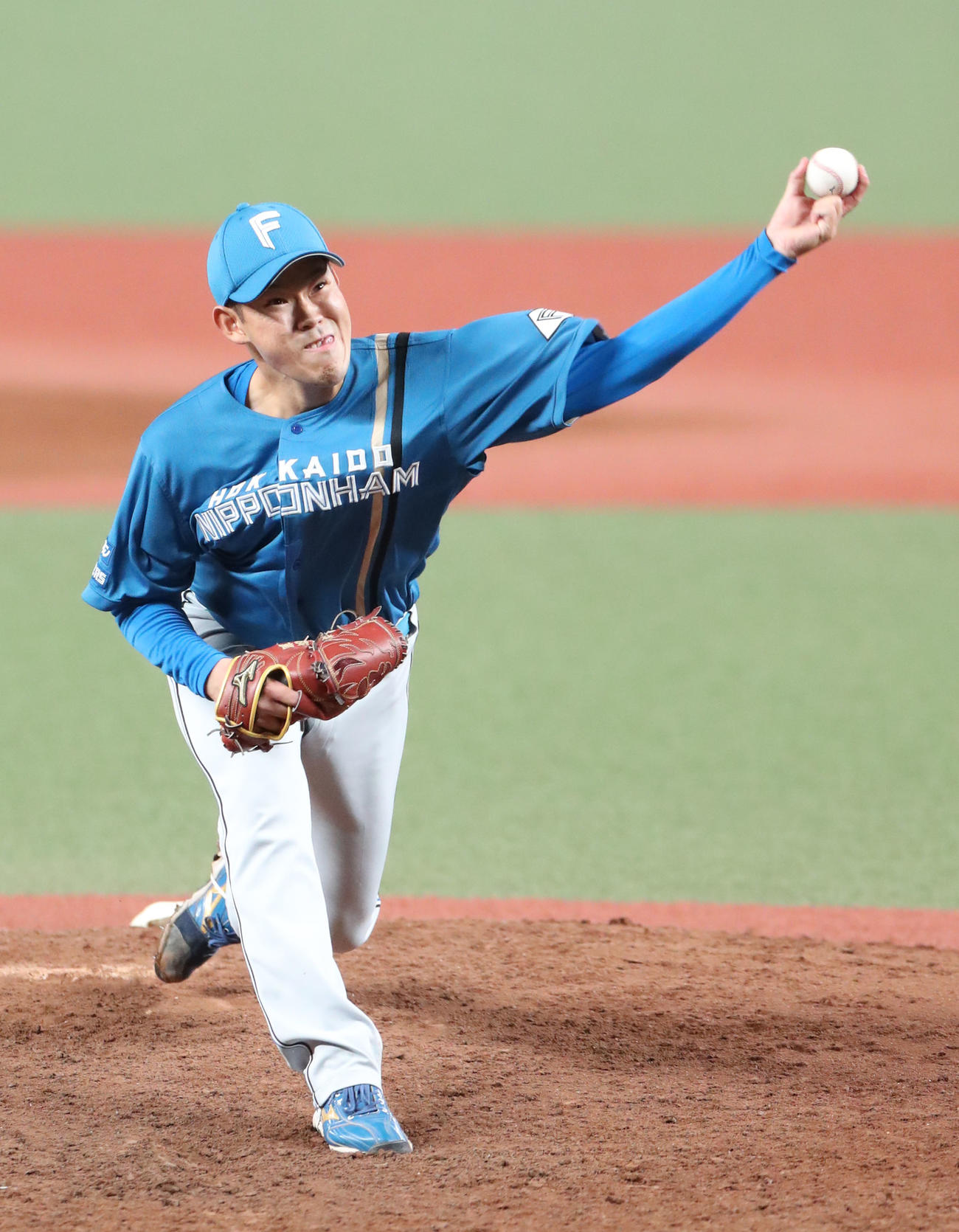 西武対日本ハム　日本ハム先発の根本（撮影・佐藤翔太）