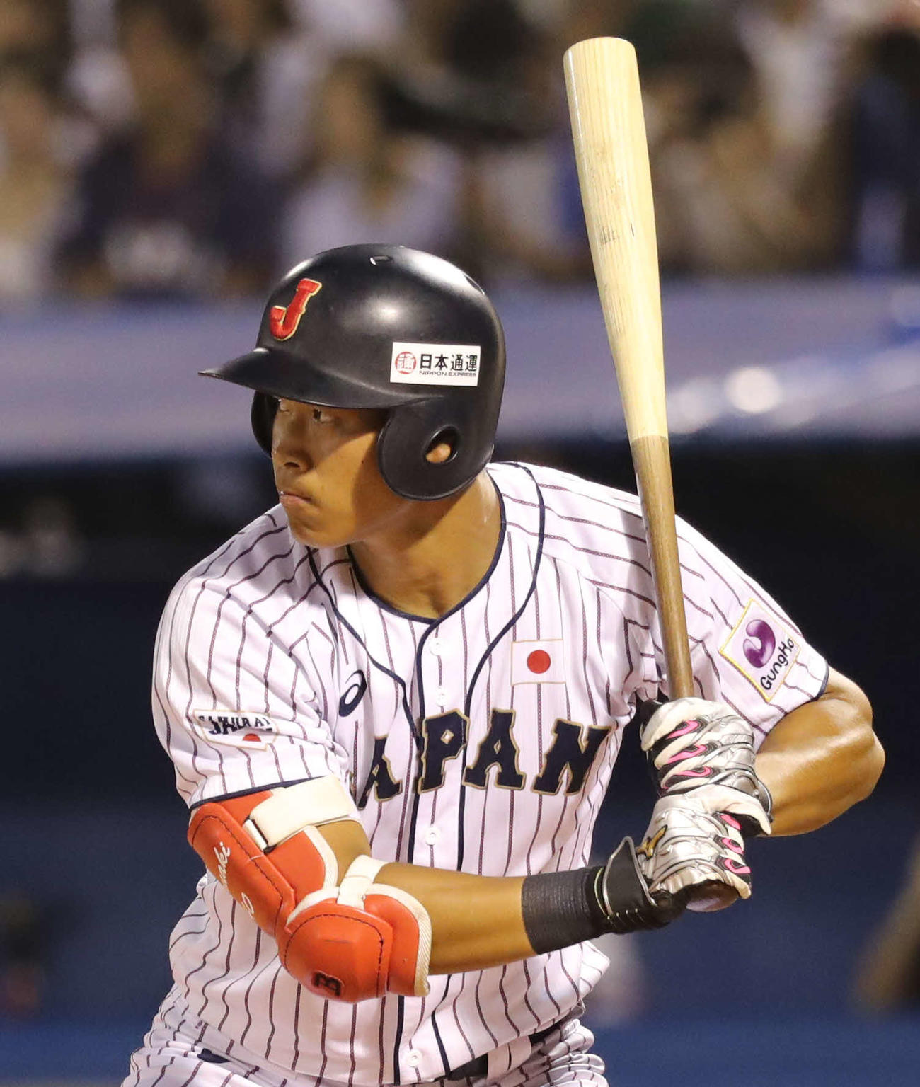 大学日本代表時代の近大・佐藤輝明（18年8月28日撮影）