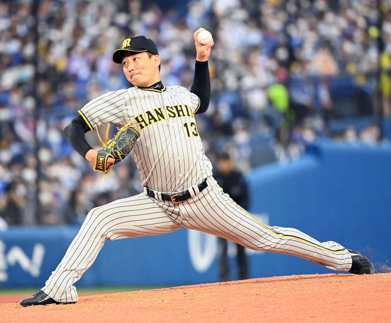 DeNA対阪神　8回からマウンドに上がった阪神岩崎（撮影・たえ見朱実）