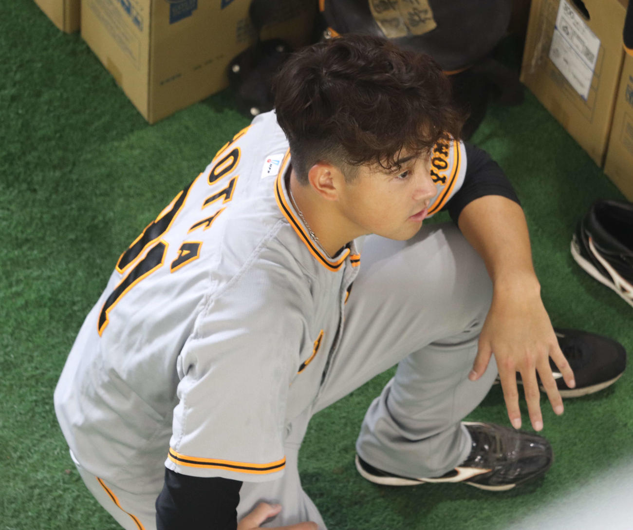 ジャイアンツ球場での練習で汗を流した巨人堀田（撮影・小早川宗一郎）