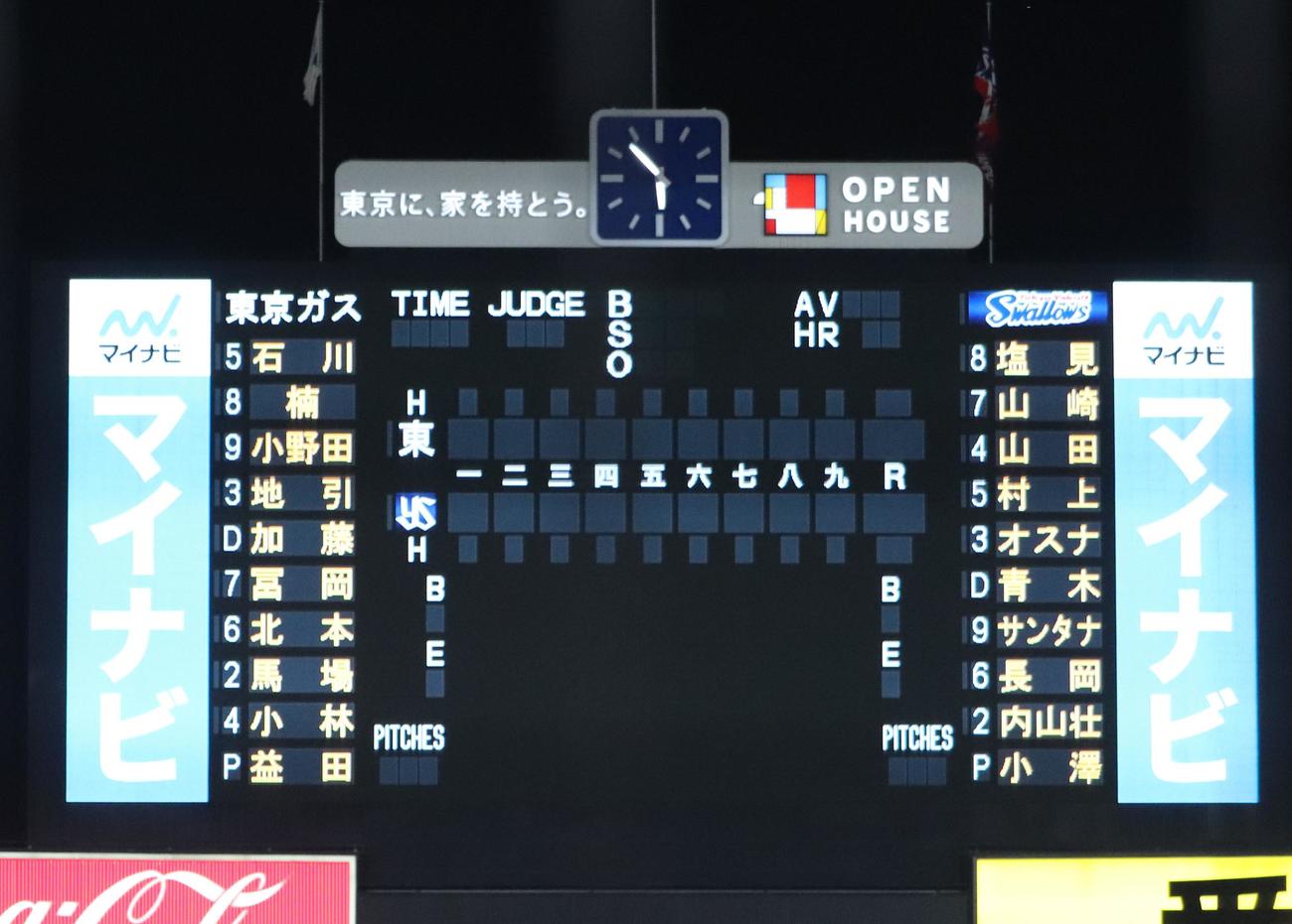 ヤクルト対東京ガス　先発メンバー