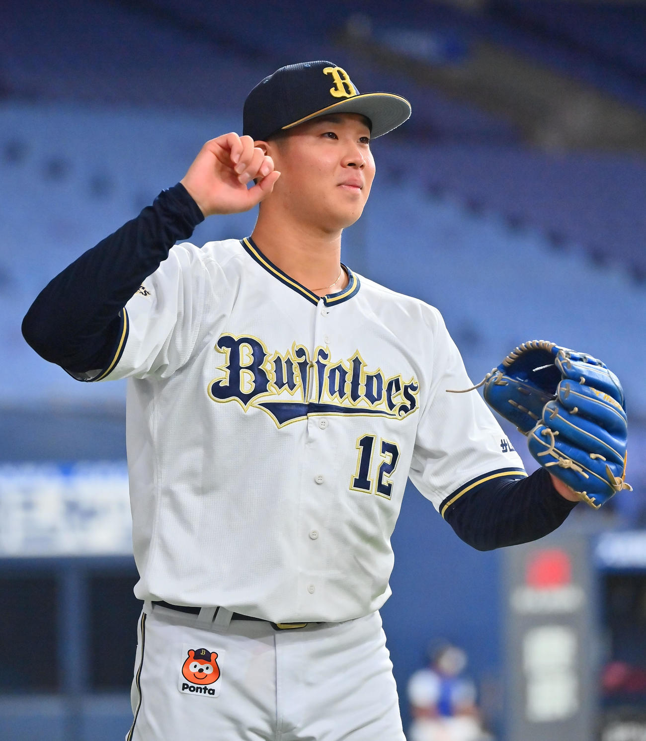 紅白戦　2回を投げ無失点に抑える白組のオリックス山下（撮影・和賀正仁）