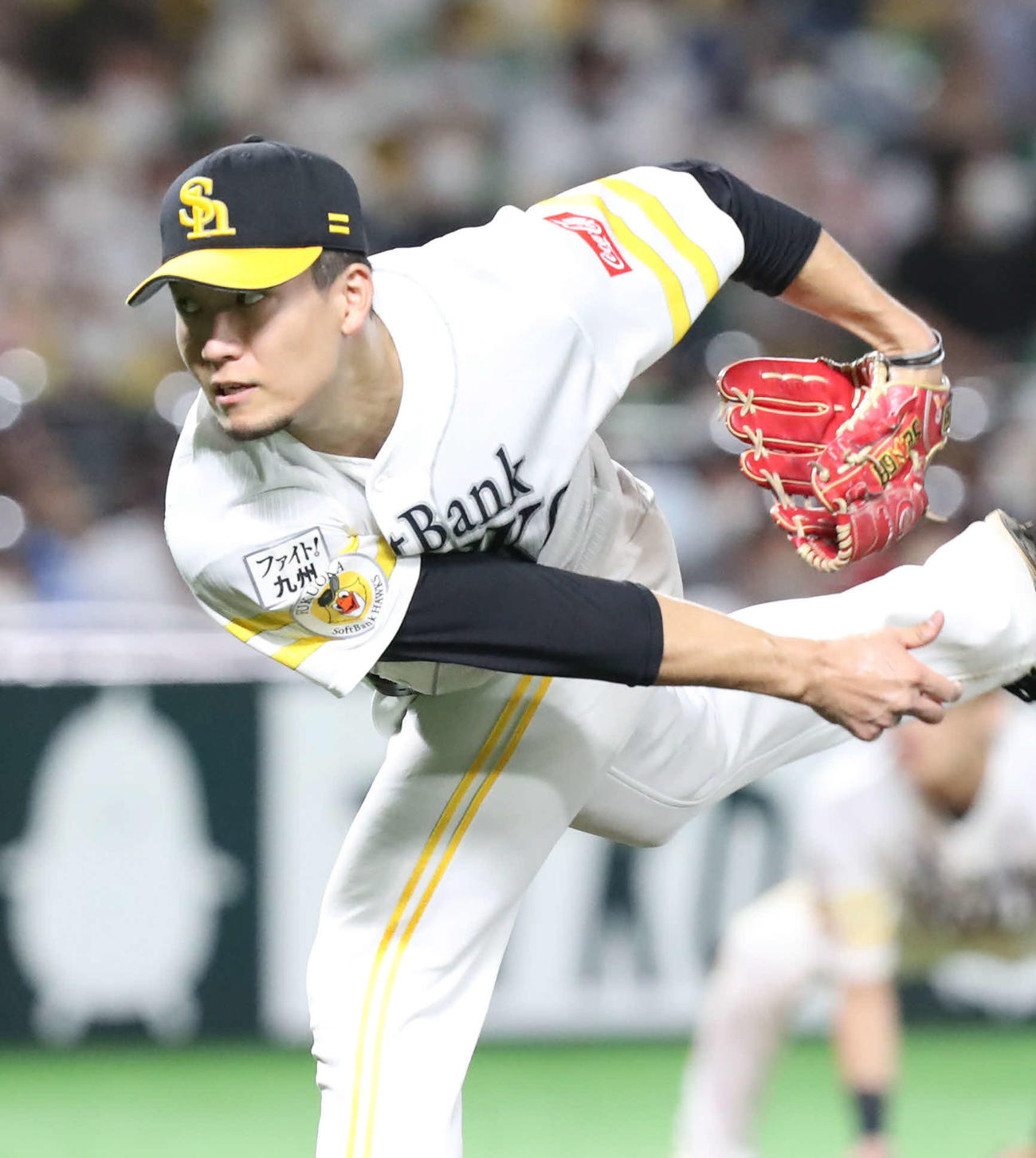 力投するソフトバンク千賀滉大（撮影・屋方直哉）