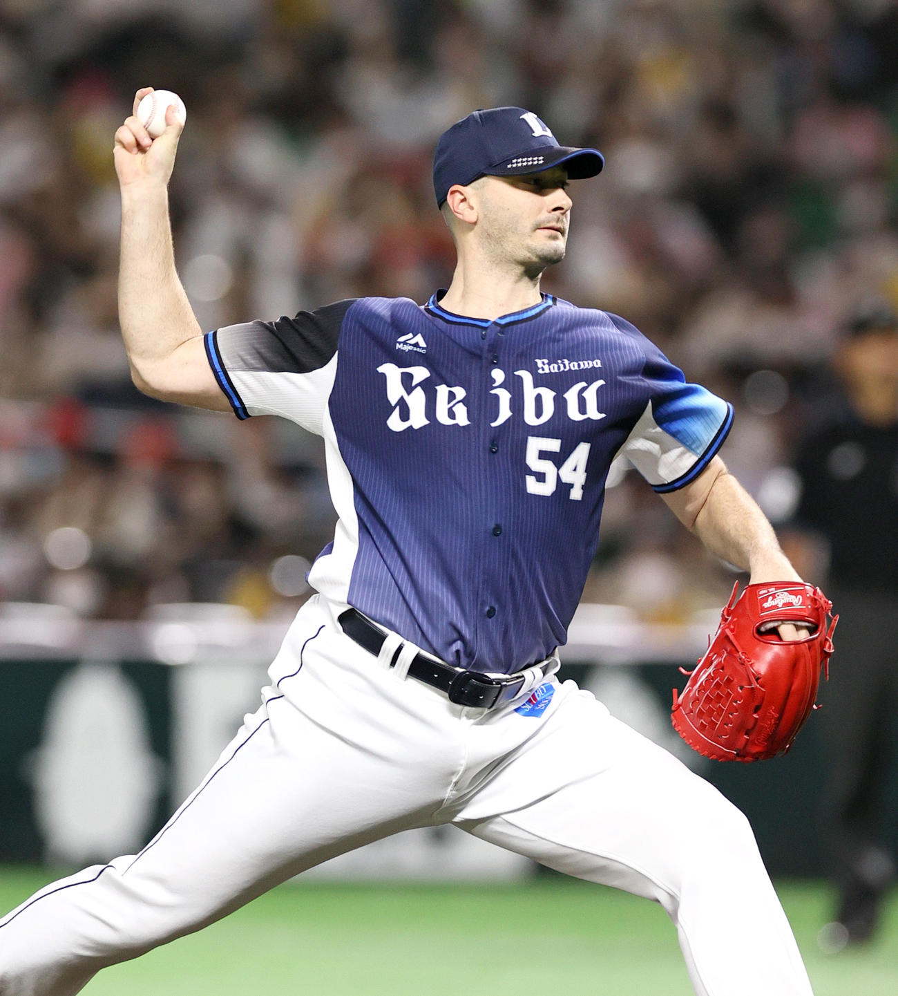 ソフトバンク対西武　6回、西武3番手で登板のスミス（撮影・上山淳一）