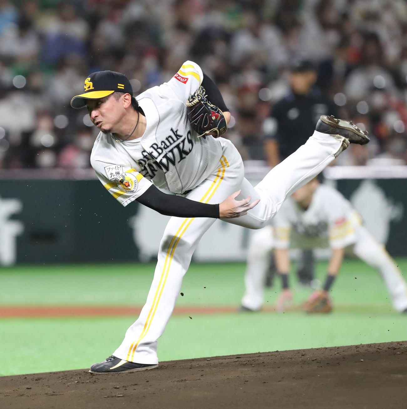 ソフトバンク対西武　ソフトバンク先発の東浜（撮影・屋方直哉）