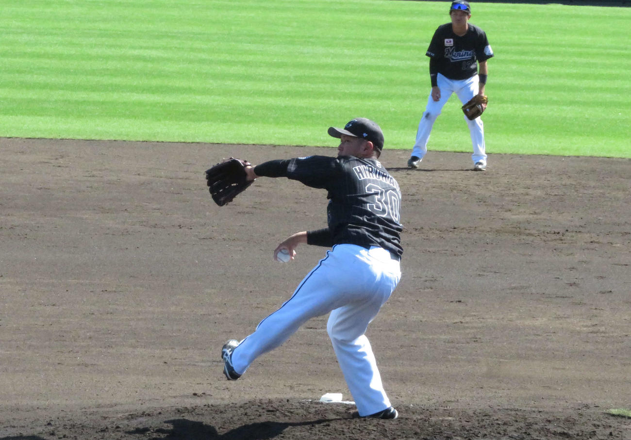 フェニックスリーグのオリックス戦で先発好投したロッテ広畑（撮影・金子真仁）