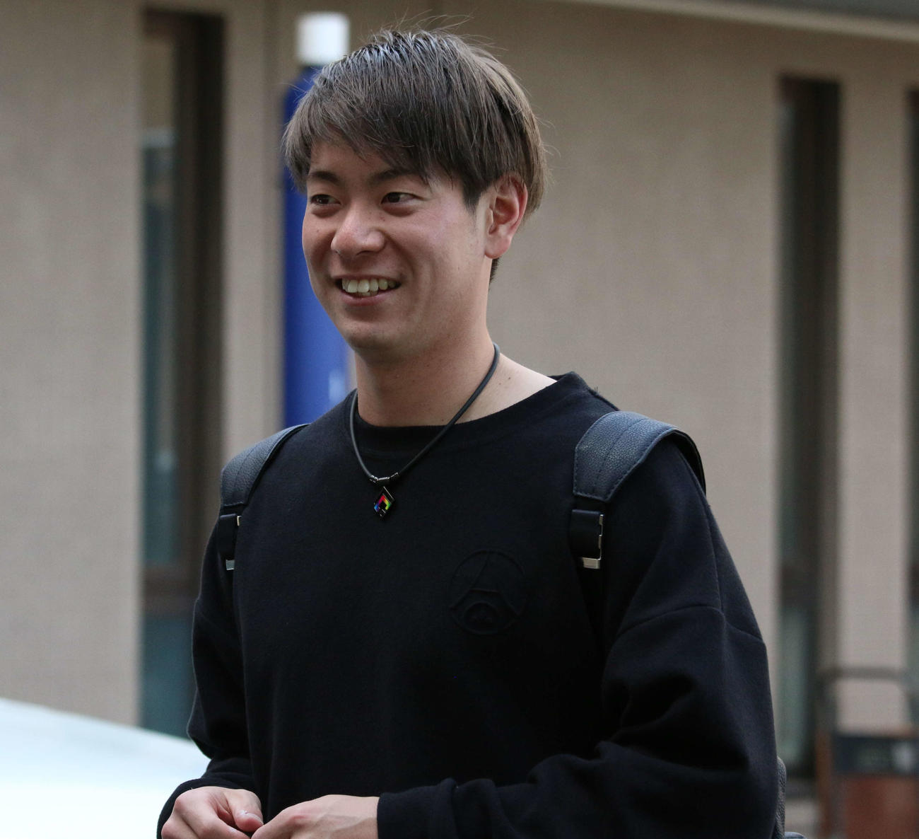 鎌ケ谷で練習を再開した日本ハム松本剛（撮影・木下大輔）