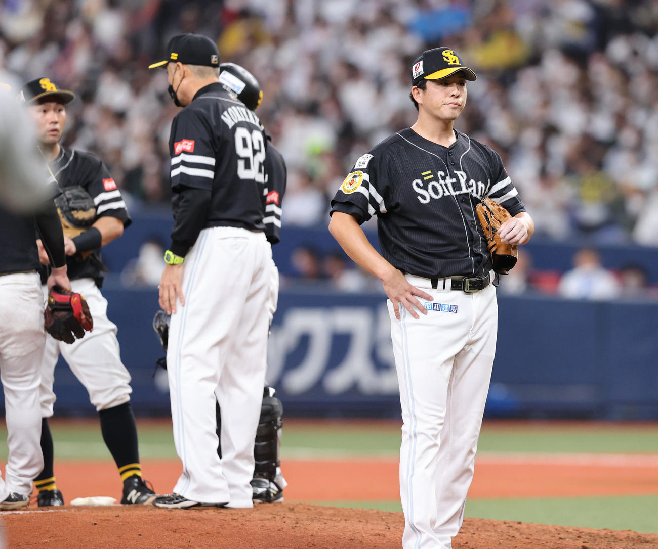 オリックス対ソフトバンク　5回に押し出しで2失点の大関友久は途中で降板（撮影・梅根麻紀）